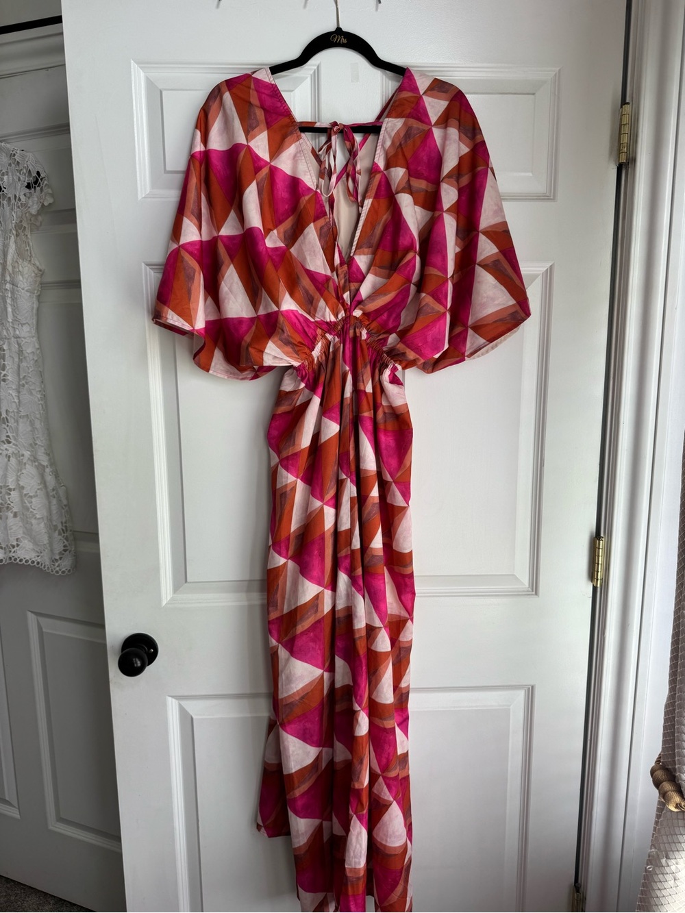 TCEC Pink and Orange Geometric Maxi Dress - Picture 2 of 4